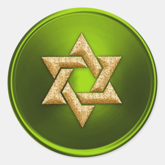 Sticker Rond Lime Green Gold Star de David Enveloppe Sceau (Devant)