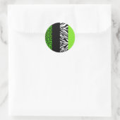 Sticker Rond Lime Green Leopard et Zebra Poster de animal (Sac)