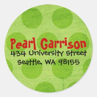 Sticker Rond Lime Green Polka Point Circle Adresse de retour Ét