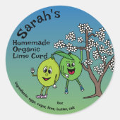 Sticker Rond Lime Pals Drôle Cartoon Preserve Curd et plus (Devant)