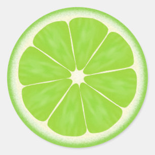 Sticker Rond Lime slice amusant caricature alimentaire autocoll