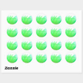 Sticker Rond Lime vert art à l'aquarelle Merci (Feuille)