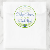 Sticker Rond Lime Vert & Baby shower Bleu - Floral (Sac)