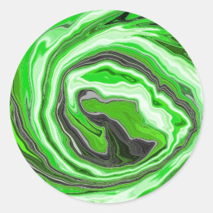Sticker Rond Lime vert et marbre noir comme des flûtes Fluid Ar