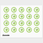 Sticker Rond Lime Vert & Gris Pois-Baby shower (Feuille)