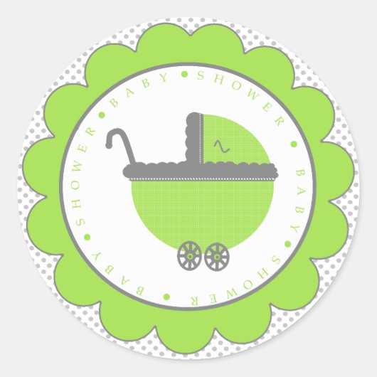 Sticker Rond Lime Vert & Gris Pois-Baby shower (Devant)