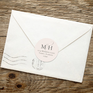 Sticker Rond Limite de vidage simple Monogramme Adresse de reto