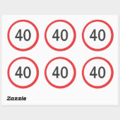 Sticker Rond Limite de vitesse quarante (Feuille)