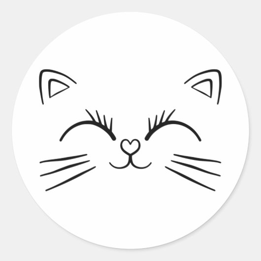 Sticker Rond Limite minimale de la face de chat Doodline (Devant)