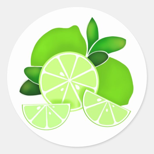 Sticker Rond Limites | tranches de chaux | motif d'agrumes enso (Devant)