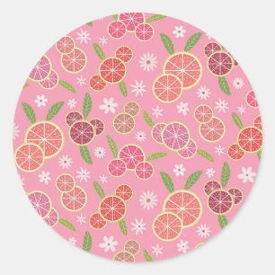 Sticker Rond Limonade Rose Florale 