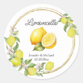 Sticker Rond limoncello aquarelle citron mariage été (Devant)
