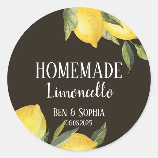 Sticker Rond Limoncello de citron rustique moderne fait maison (Devant)