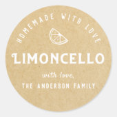 Sticker Rond Limoncello fait maison avec amour Kraft moderne (Devant)