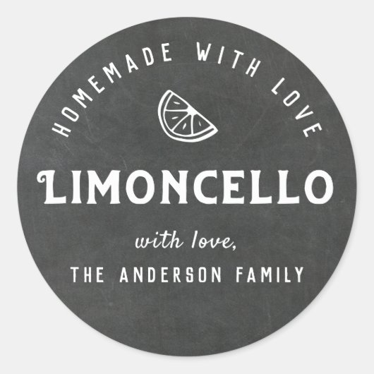 Sticker Rond Limoncello fait maison avec amour Tableau noir mod (Devant)