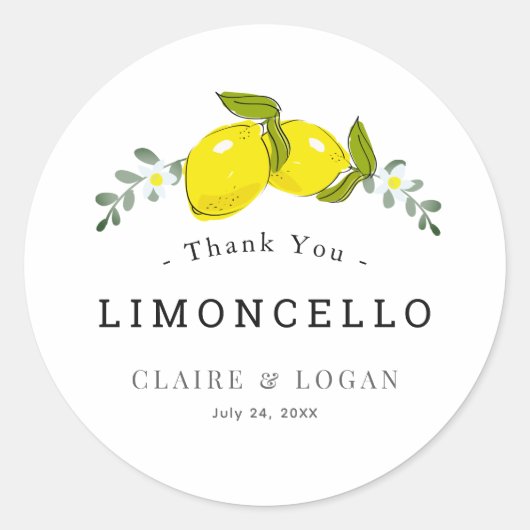 Sticker Rond Limoncello Lemon Floral Mariage Merci (Devant)