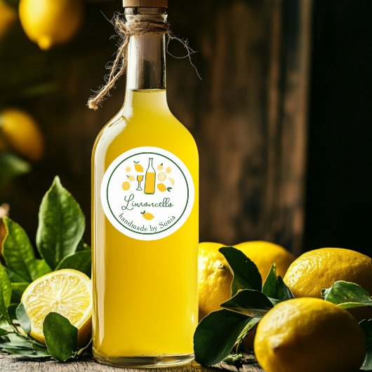 Sticker Rond Limoncello Lemonade Lemon Artisanat artisanal CUST