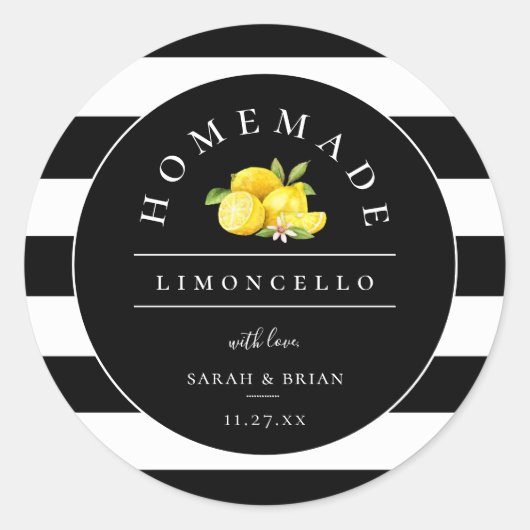 Sticker Rond Limoncello moderne bande noire (Devant)