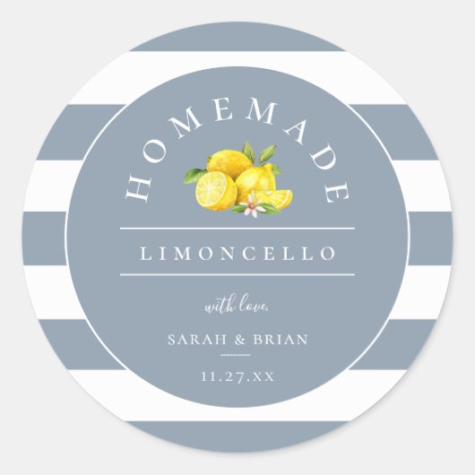 Sticker Rond Limoncello moderne Dusty Blue Stripe (Devant)