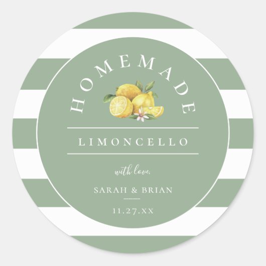Sticker Rond Limoncello moderne Dusty Sage Green Stripe (Devant)