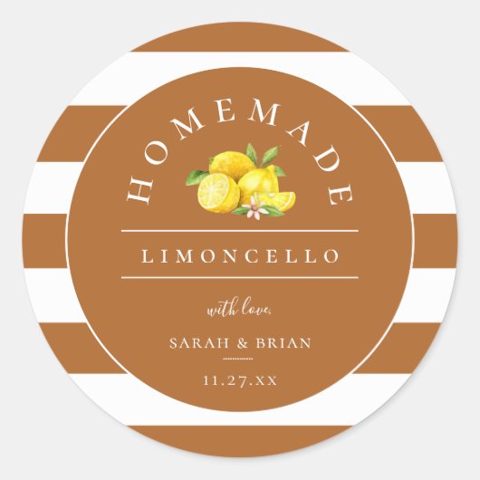 Sticker Rond Limoncello moderne Rustique Orange Stripe (Devant)