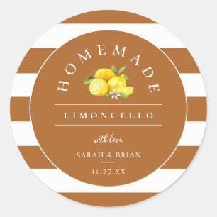 Sticker Rond Limoncello moderne Rustique Orange Stripe