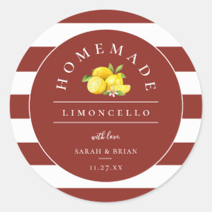 Sticker Rond Limoncello moderne rustique rouge bande