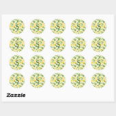 Sticker Rond Limons citrons Motif Aquarelle Monogramme simple (Feuille)
