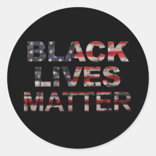 Sticker Rond L'importance de la vie noire Drapeau américain
