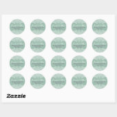 Sticker Rond Lin Faux Vert Menthe Burlap & Lace Paisley Blanche (Feuille)