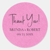 Sticker Rond Lin rose clair Simple Script Bienvenue Merci (Devant)