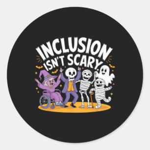 Sticker Rond L'inclusion n'est pas effrayant enseignant Squelet