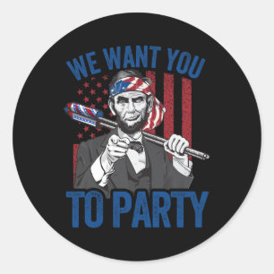 Sticker Rond Lincoln 4 juillet Chemise Hommes American Usa Drap