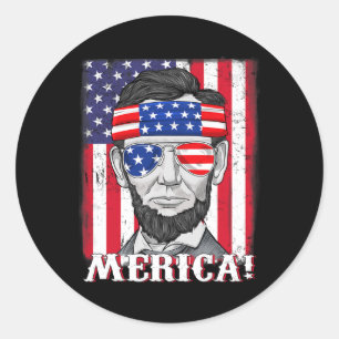 Sticker Rond Lincoln 4 juillet Merica American Flag Boys Kids