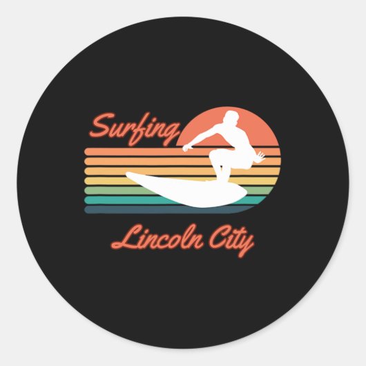 Sticker Rond Lincoln City Surfing Spot  (Devant)