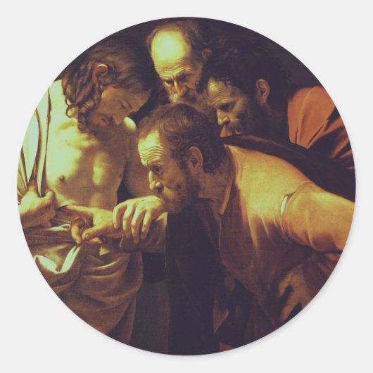 Sticker Rond L'Incrédulité de Saint Thomas par Caravaggio (Devant)