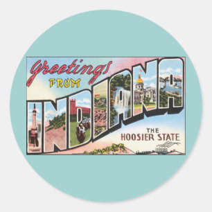 Sticker Rond L'Indiana - conception vintage de Postacard
