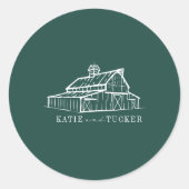 Sticker Rond Line Art Barn Emerald Farm Mariage de automne (Devant)