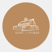 Sticker Rond Line Art Barn Goldenrod Farm Mariage de automne (Devant)
