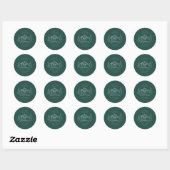 Sticker Rond Line Art Mountains Mariage Emerald Mariage (Feuille)