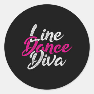 Sticker Rond Line Dance Western Cowboy Tee - shirt Uni Black Mo