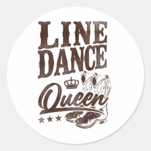 Sticker Rond Line Dancing Enseignant Queen Line Dance Queen