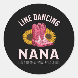 Sticker Rond Line Dancing Grandma Nana Women Country