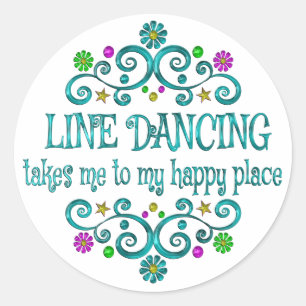 Sticker Rond Line Dancing Happy Place