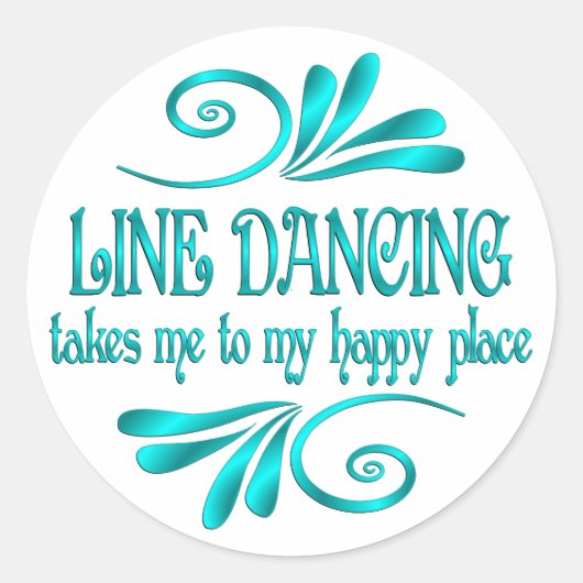 Sticker Rond Line Dancing Happy Place (Devant)