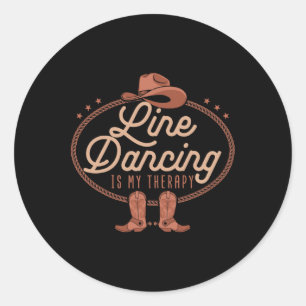 Sticker Rond Line Dancing Is My Therapy Country Music Line Danc