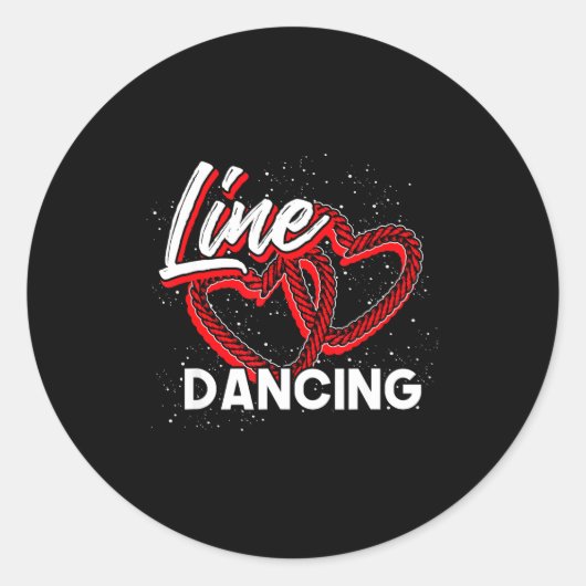 Sticker Rond Line Dancing Lover Cowboy Valentines Day Gift Line (Devant)