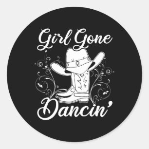 Sticker Rond Line Dancing Texas Cowgirl Cadeau Femmes Line Danc