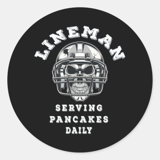 Sticker Rond Lineman sert des crêpes tous les jours (Devant)