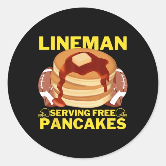 Sticker Rond Lineman Serving Pancakes Football Lineman (Devant)
